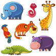 Vector: Cartoon isolated African wild animals set Cartoon isolated African wild animals set