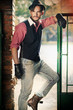 Attractive man presenting an autumn fashion