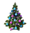 Decorated Christmas tree on white background