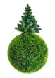 Christmas tree on green sphere