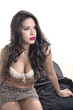 Mujer sensual con labios rojos