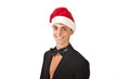surprised man wearing a christmas on the white
