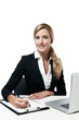 Photo: young successful business woman working at office young successful business woman working at office