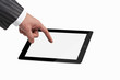Businessman touch tablet pc on white background