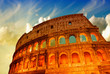 Beautiful dramatic sky over Colosseum in Rome