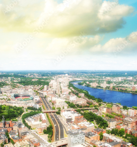 Photo: Boston Aerial view with cloudy sky, Massachusetts Boston Aerial view with cloudy sky, Massachusetts