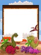 dinosaur with blank sign