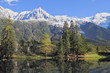 Reflections of snow-capped peaks
