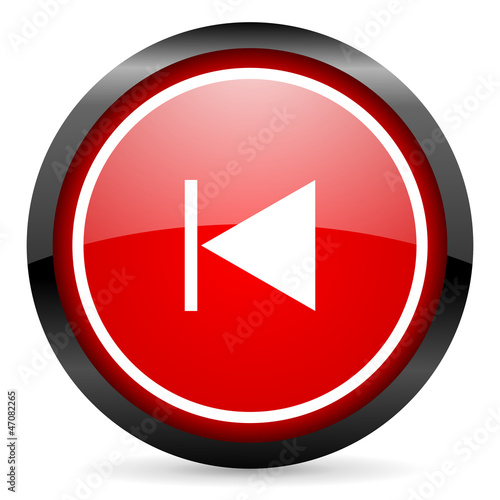 Illustration: prev round red glossy icon on white background prev round red glossy icon on white background