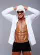 A hot man in white clothes