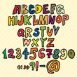 Hand drawn Trendy Font in Colors on White background
