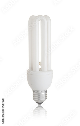 Photo: Energy saving light bulb isolated on white background Energy saving light bulb isolated on white background