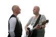 guitarist and singer performing (white background)