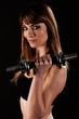 Young fit girl working out with weights - Portrait of pretty you