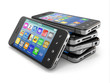 Mobile phones with touchscreen. 3d