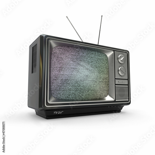 Illustration: Vintage tv with noise screen. 3d Vintage tv with noise screen. 3d