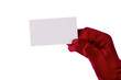 Woman holding business card