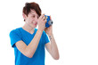 Photo: Junger Mann mit Sofortbildkamera Junger Mann mit Sofortbildkamera