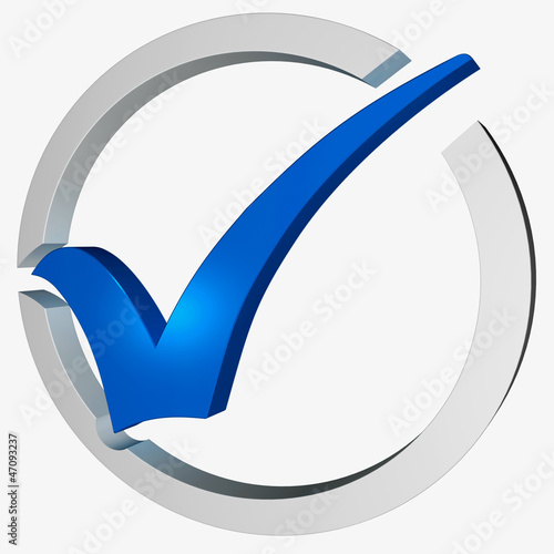 Illustration: Blue Tick Circled Shows Checked and Verified Blue Tick Circled Shows Checked and Verified