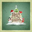 Merry Christmas vintage design background, vector