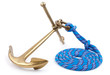 old marine anchor and blue rope