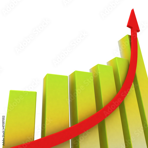Illustration: Yellow Bar Chart Shows Increased Profit Yellow Bar Chart Shows Increased Profit