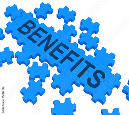 Illustration: Benefits Puzzle Shows Company Rewards Benefits Puzzle Shows Company Rewards