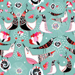 Bright seamless pattern of love birds