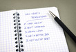 New Year's resolutions listed