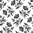 Black and white seamless  floral pattern
