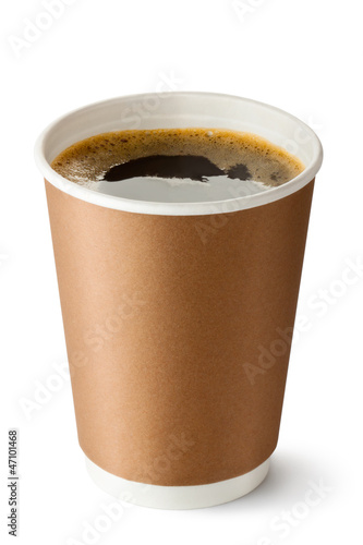 Photo: Take-out coffee in opened thermo cup Take-out coffee in opened thermo cup