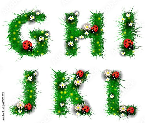 Vector: Grass letters g, h, i, j, k, l Grass letters g, h, i, j, k, l