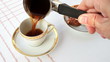 Serving a cup of coffee