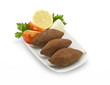 Lebanese food of fried kibe Isolated on white
