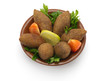 Lebanese food of fried kibe Isolated on white
