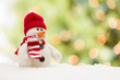 Cute Snowman Over Abstract Background