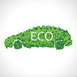 Eco car made of green leaves concept
