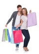 Guy and gal brings shopping bags