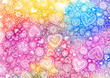 Watercolor bright hand painted background with hearts