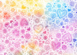 Watercolor light hand painted background with hearts
