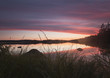 Misty morning, sun rising over a Lake in Sweden