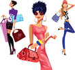 Vector: shopping women shopping women