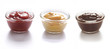tomato ketchup, mustard and barbecue sauce