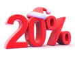 Twenty percent sign with Santa hat