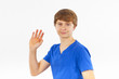 attractive smiling boy in studio