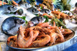 Show-window of seafood