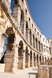 Wall of the ancient amphitheater in Pula. Croatia