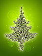 Illustration: Dollars banknotes made as Christmas tree on green background Dollars banknotes made as Christmas tree on green background
