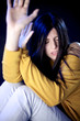Foto: Beautiful woman scared about domestic violence Beautiful woman scared about domestic violence
