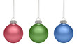 RGB Christmas baubles isolated on white background